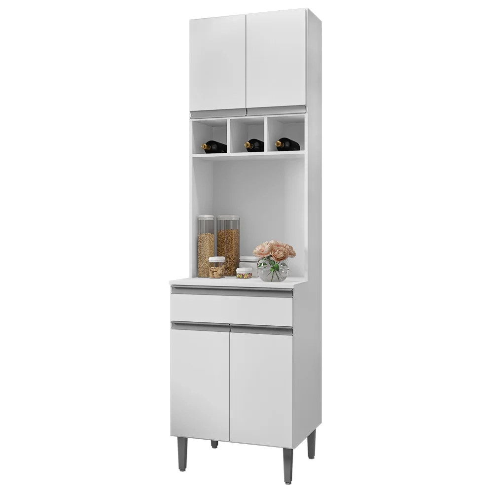 Paneleiro Torre Quente 4 Portas Com Adega Andréia Branco - AJL Móveis