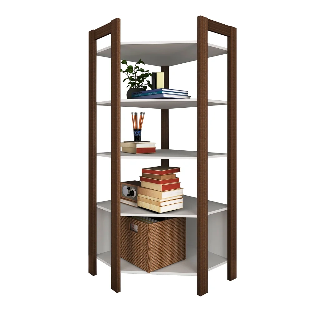 Estante de Canto Closet Multiuso 5 Prateleiras AZ1020 Nogal/Branco - Tecno Mobili