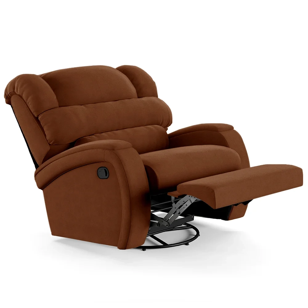 Poltrona do Papai Reclinável Kalie Glider Giratória Massagem FH9 Veludo Terracota - Mpozenato