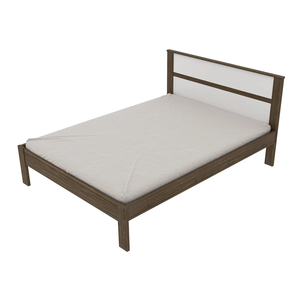 Cama de Casal Madeira CM8005 Nogal/Branco - Tecno Mobili