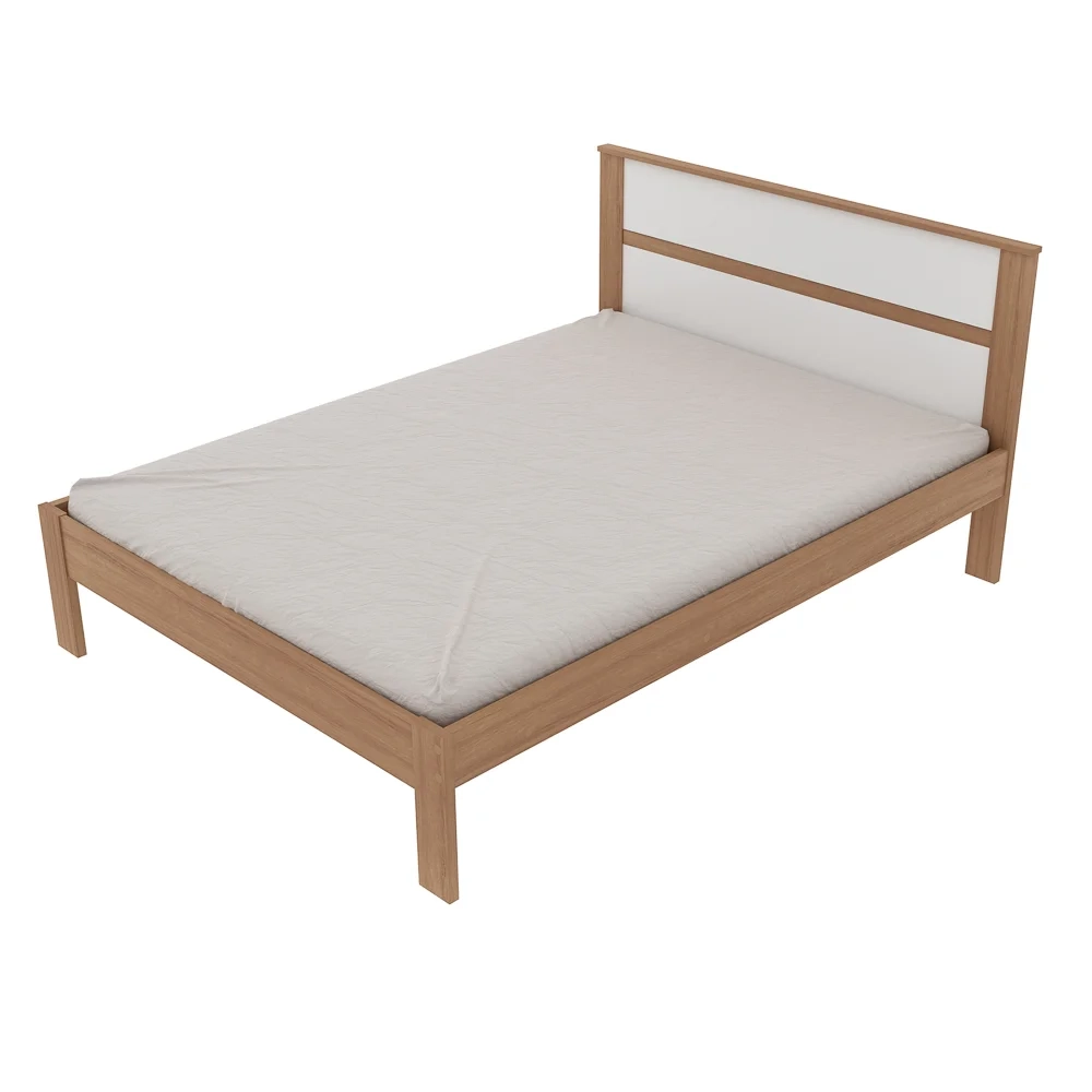 Cama de Casal Madeira CM8005 Amêndoa/Branco - Tecno Mobili