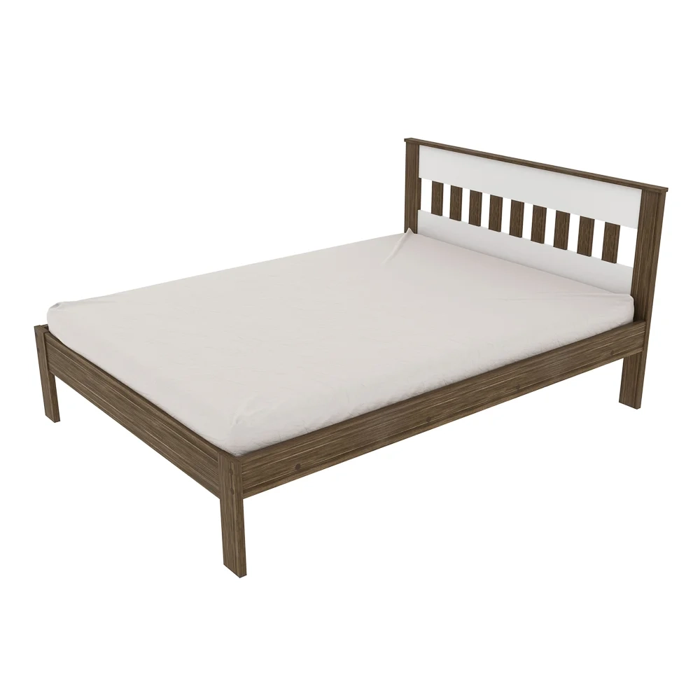 Cama de Casal CM8007 Nogal/Branco - Tecno Mobili