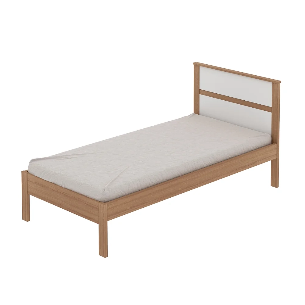 Cama de Solteiro Madeira CM8004 Amêndoa/Branco - Tecno Mobili
