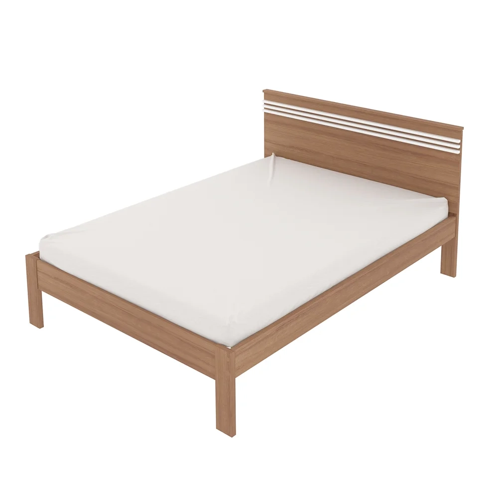 Cama de Casal Madeira CM8009 Amêndoa/Branco - Tecno Mobili