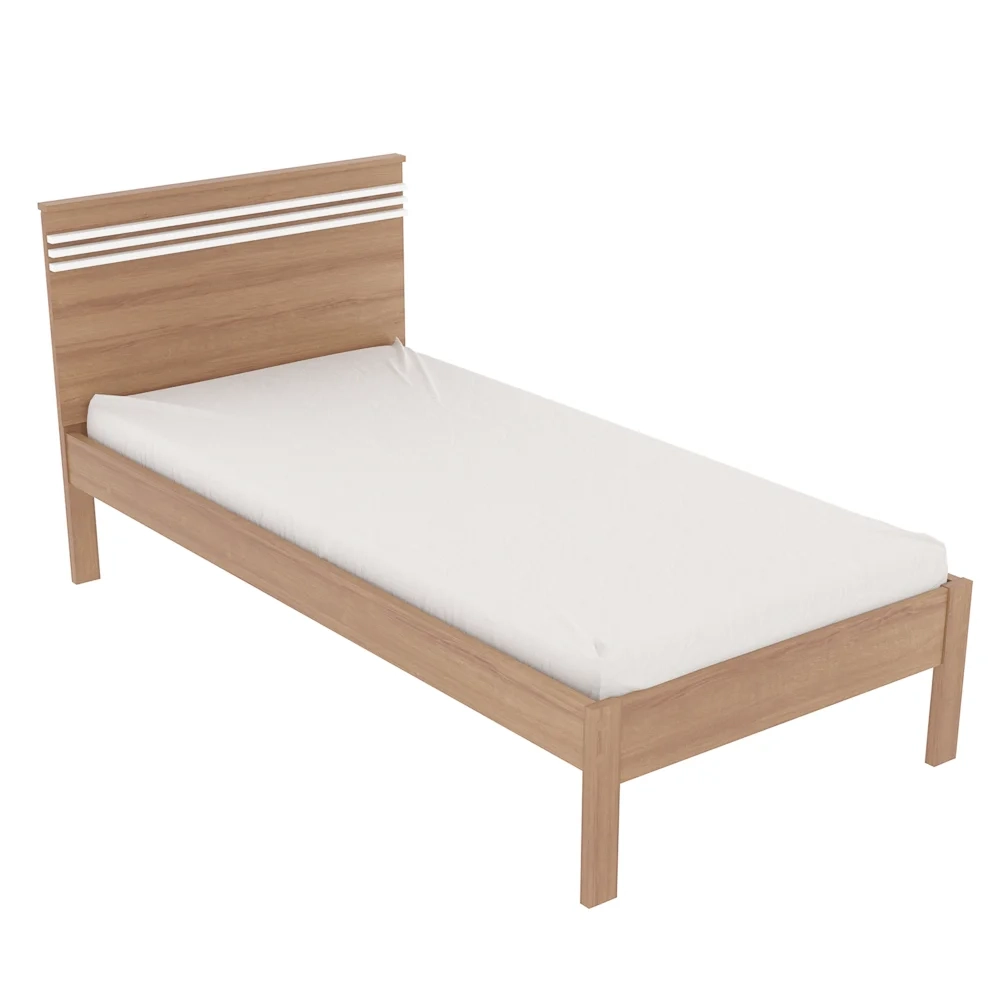 Cama de Solteiro Madeira CM8010 Amêndoa/Branco - Tecno Mobili
