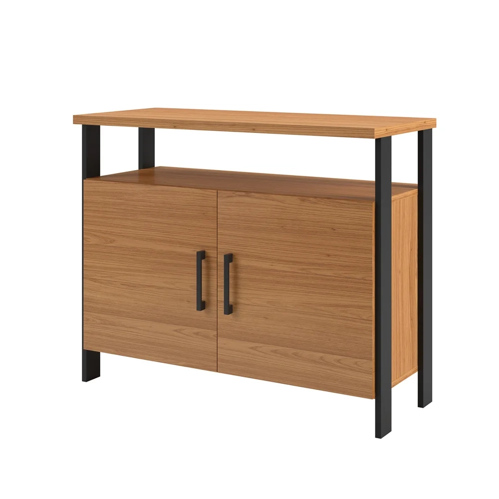 Balcão Para Escritório Estilo Industrial F32 Freijó/Preto Fosco - Pradel