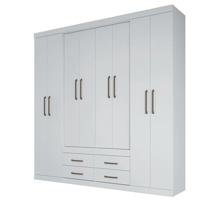 Guarda Roupa Casal 8 Portas 4 Gavetas Nápoles Branco - Santos Andirá