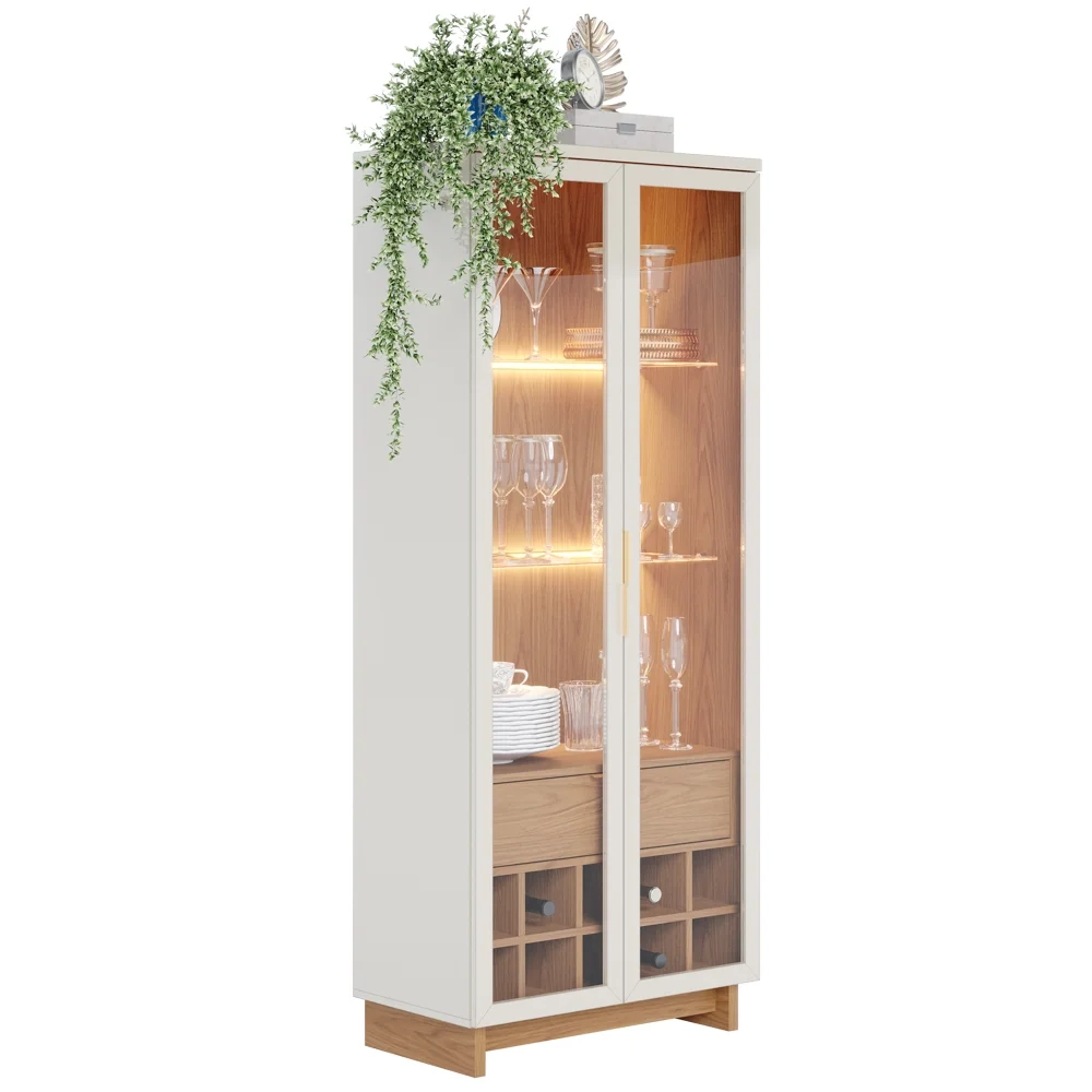 Cristaleira Adega 2 Portas 1 Gaveta Tijuca C05 Off White/Freijó - Mpozenato