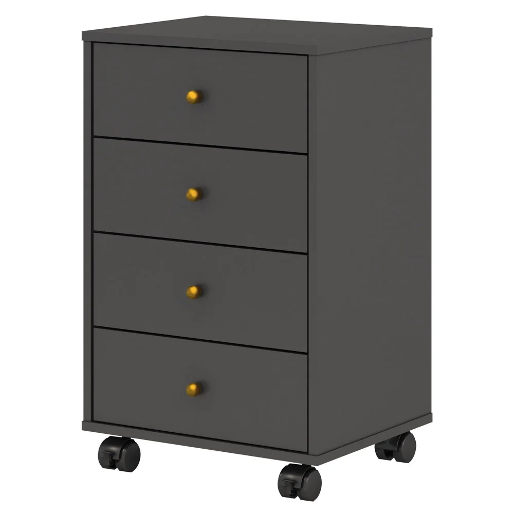 Mesa De Cabeceira 4 Gavetas Presence D02 Grafito - Mpozenato