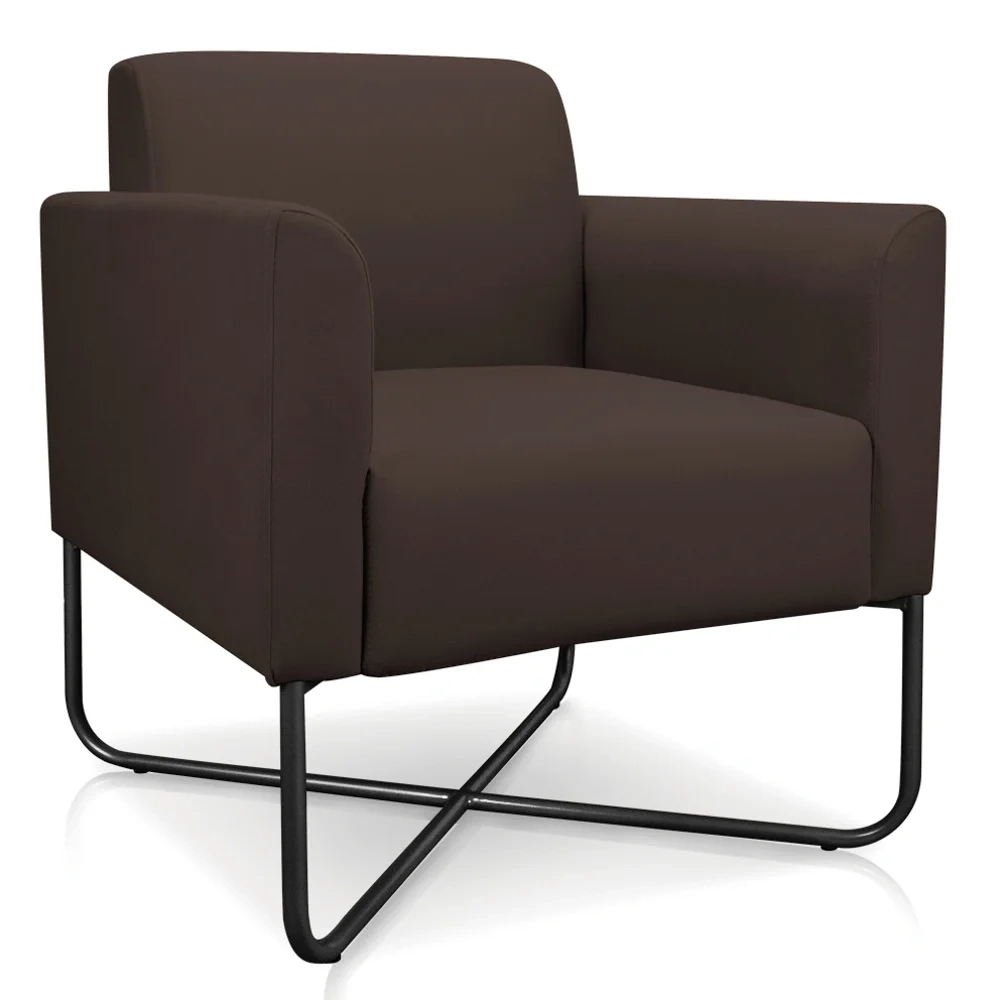 Poltrona Decorativa Base Industrial X Preta Maressa S06 Suede Marrom - Ibiza
