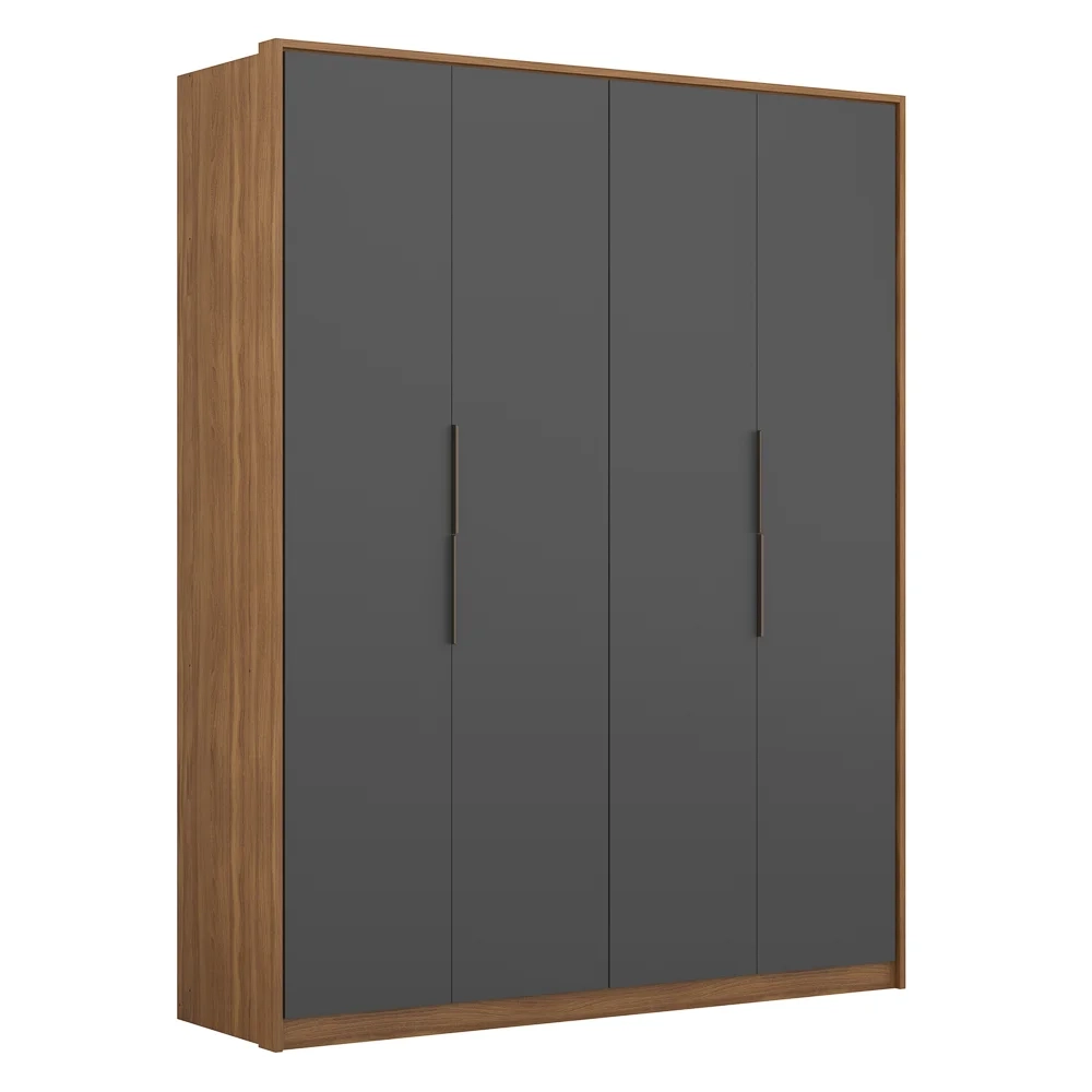 Guarda Roupa Casal 4 Portas 3 Gavetas Attore D02 Amendola/Grafito - Mpozenato