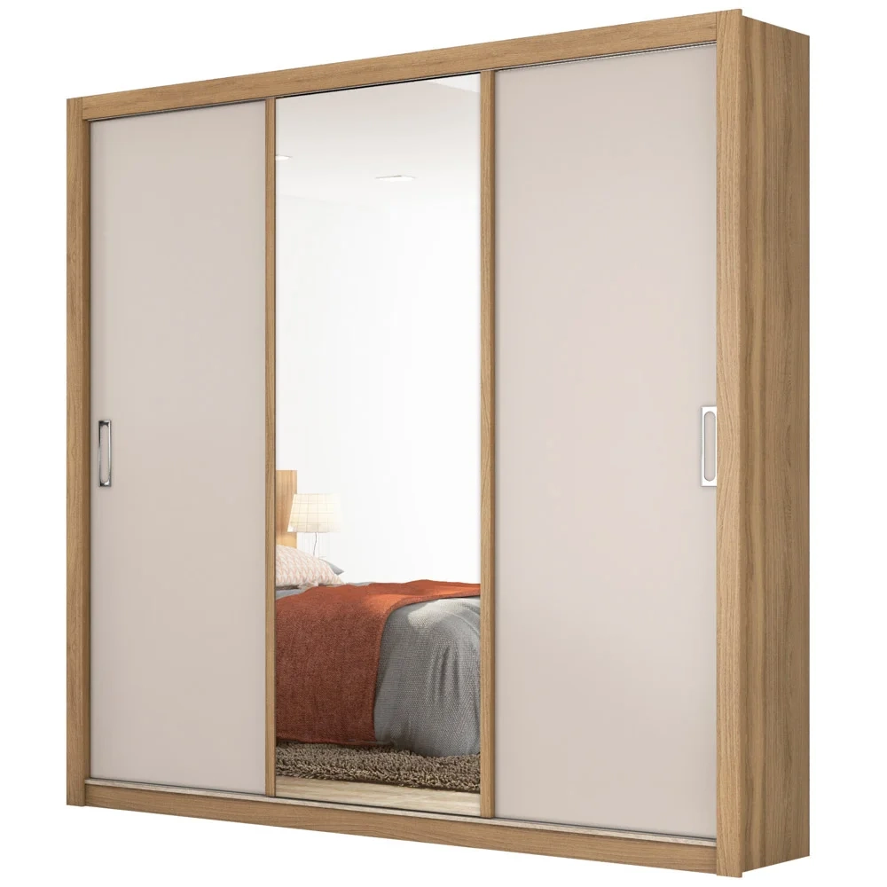 Guarda Roupa 3 Portas 2 Gavetas Residence D02 Amendola/Off White - Mpozenato