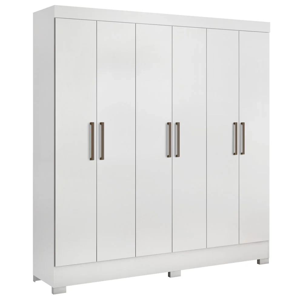 Guarda Roupa Casal 6 Portas 3 Gavetas Pratico D02 Branco - Mpozenato