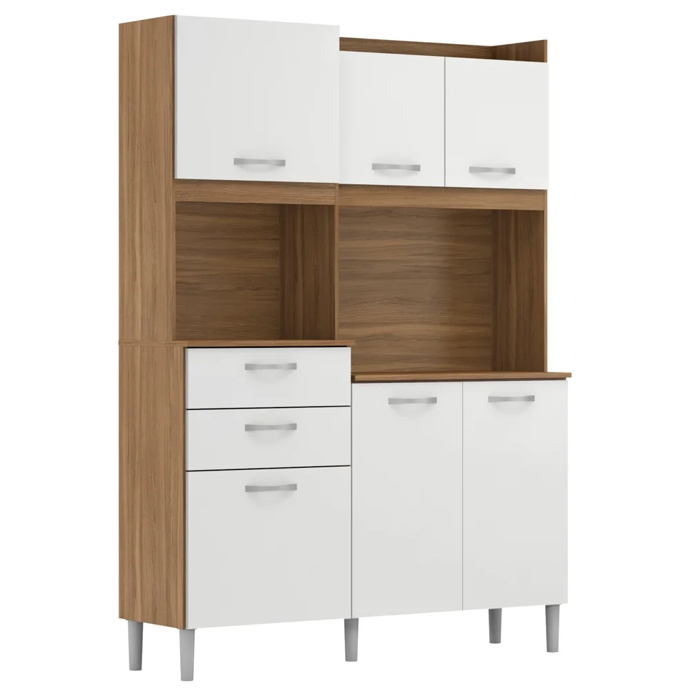 Kit Cozinha Compacta 6 Portas 2 Gavetas Harmonia D02 Amendola/Branco - Mpozenato