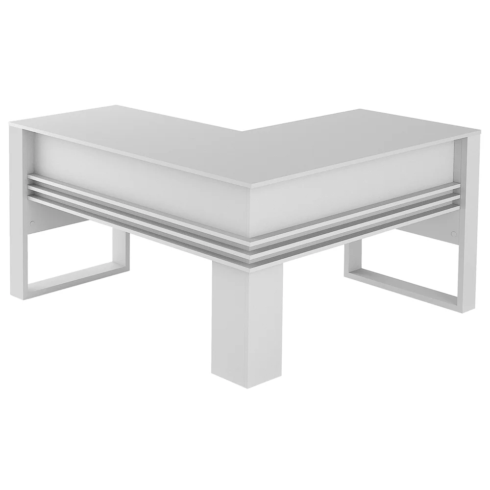 Mesa Para Escritório em L ME4145 Branco/Branco - Tecno Mobili
