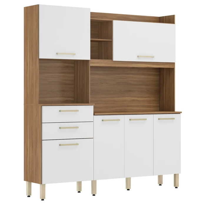 Kit Cozinha Compacta 6 Portas 2 Gavetas Select D02 Amendola/Branco - Mpozenato