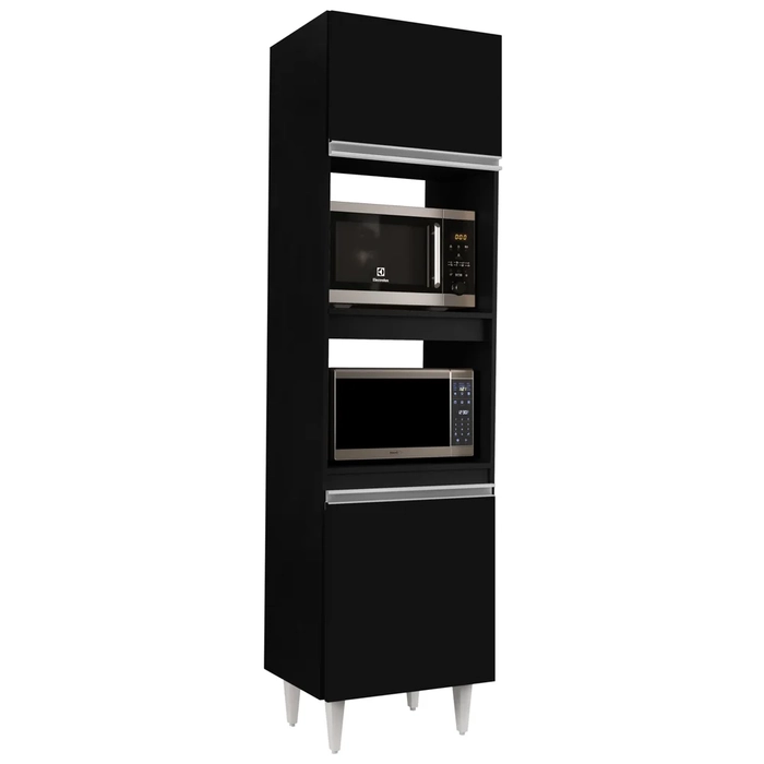 Paneleiro Cozinha Torre Quente 56cm Colorado Preto - Lumil Móveis