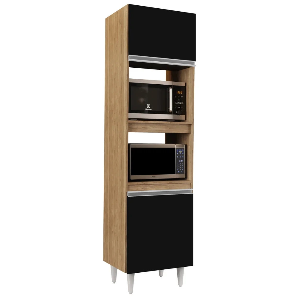 Paneleiro Cozinha Torre Quente 56cm Colorado Castanho/Preto - Lumil Móveis