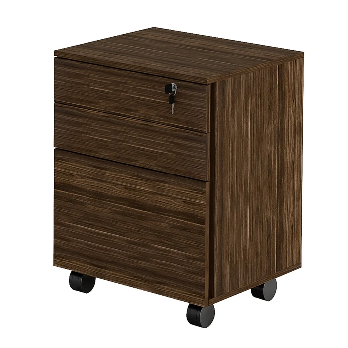 Gaveteiro 3 Gavetas Com Rodízios ME4148 Nogal - Tecno Mobili