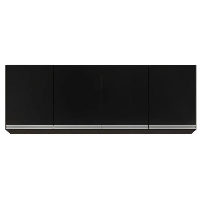 Armário de Cozinha Aéreo 160cm 4 Portas Nevada Preto - Lumil