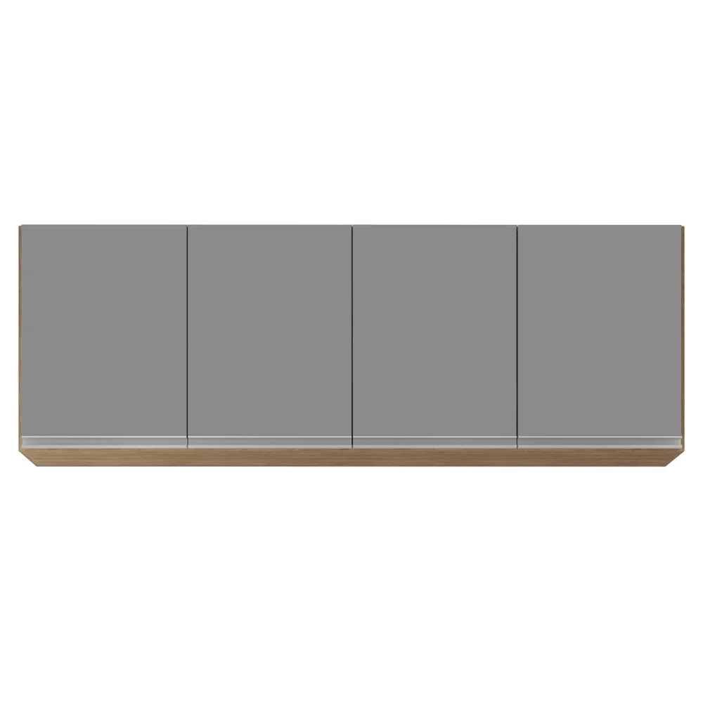 Armário de Cozinha Aéreo 160cm 4 Portas Nevada Castanho/Cinza - Lumil