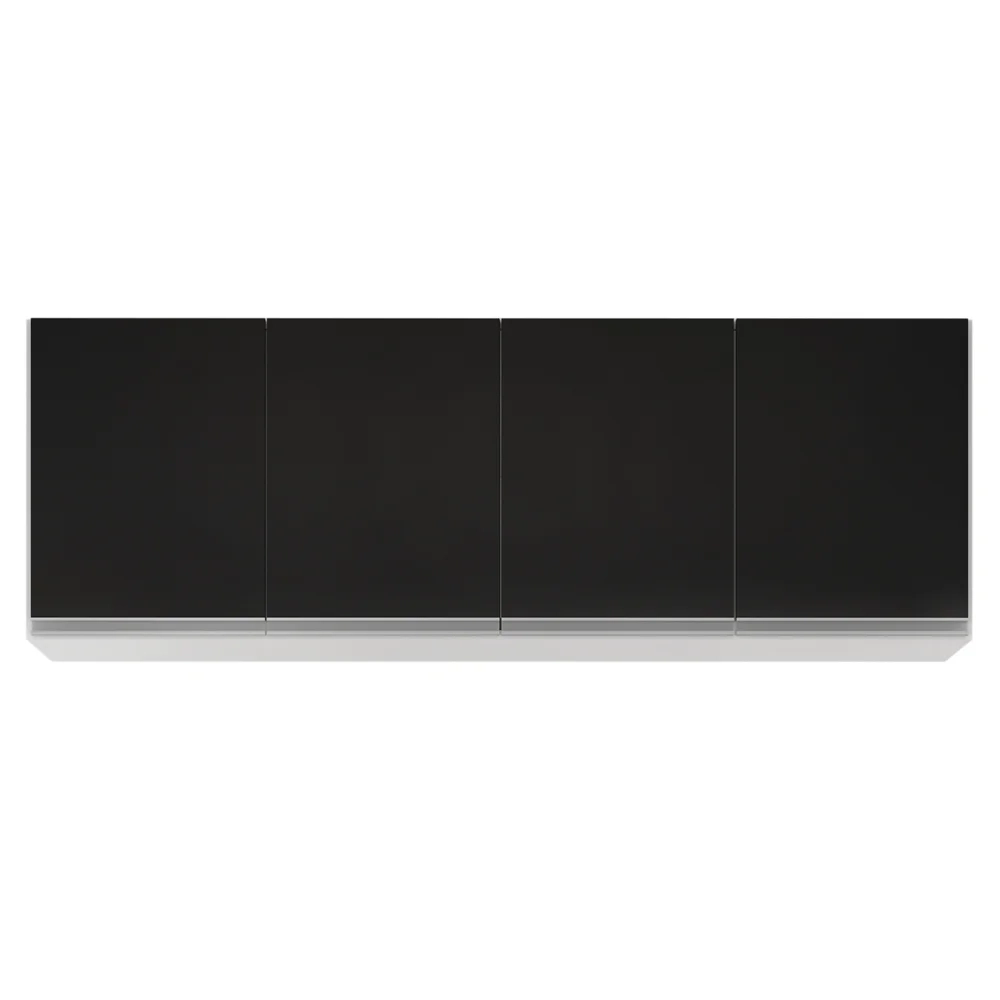 Armário de Cozinha Aéreo 160cm 4 Portas Nevada Branco/Preto - Lumil