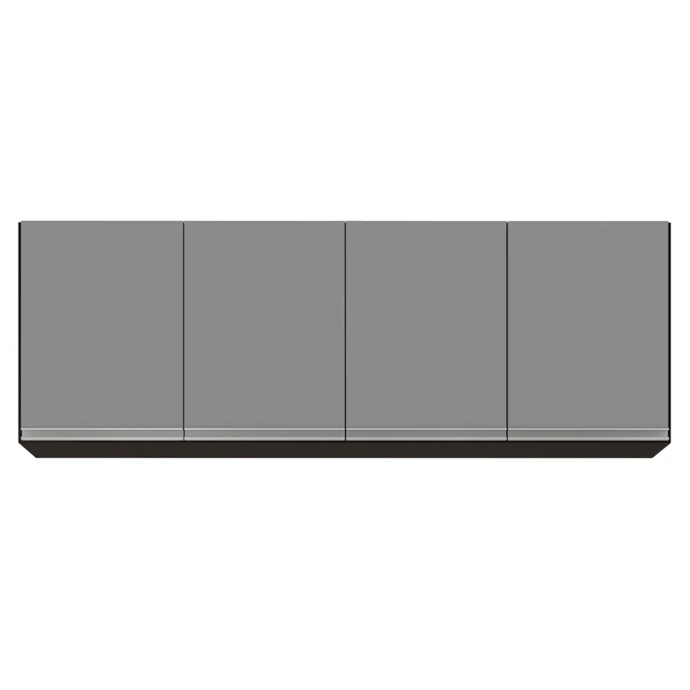 Armário de Cozinha Aéreo 160cm 4 Portas Nevada Preto/Cinza - Lumil