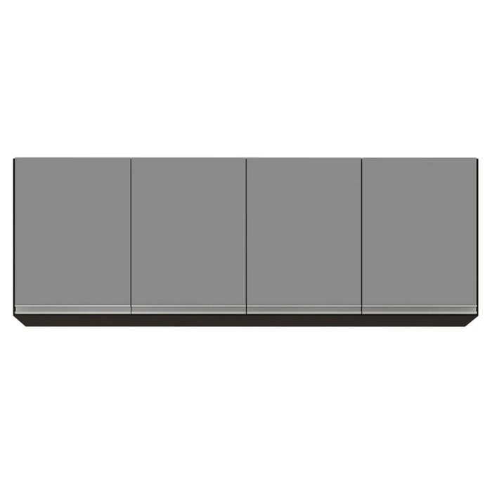 Armário de Cozinha Aéreo 160cm 4 Portas Nevada Preto/Cinza - Lumil