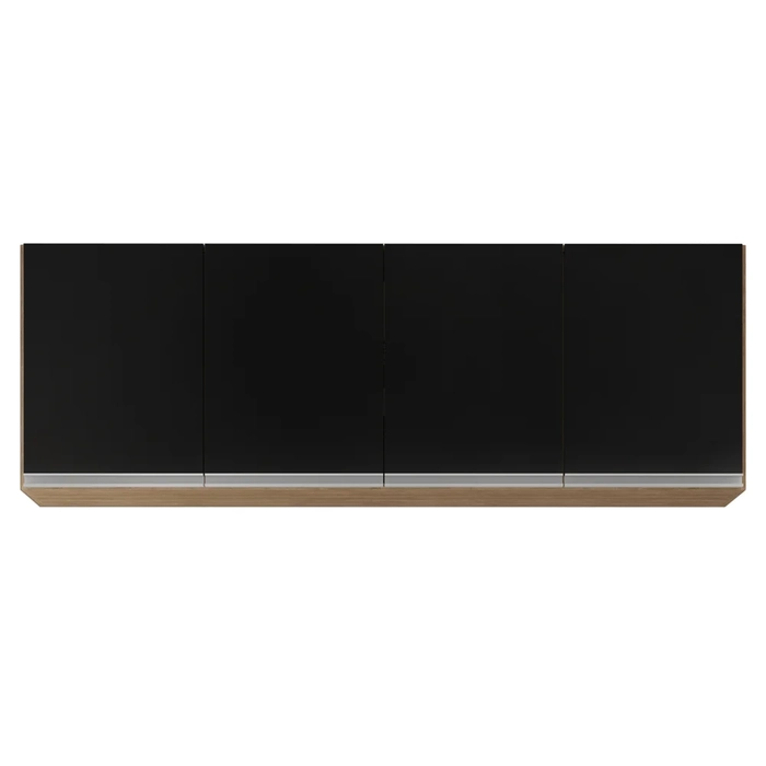 Armário de Cozinha Aéreo 160cm 4 Portas Nevada Castanho/Preto - Lumil