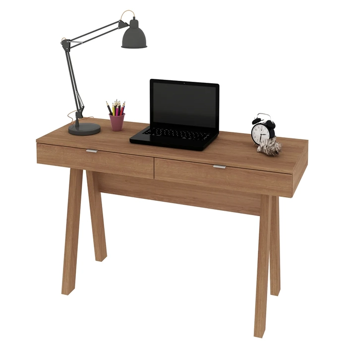 Mesa Para Escritório 2 Gavetas ME4128 Amêndoa/Amêndoa - Tecno Mobili