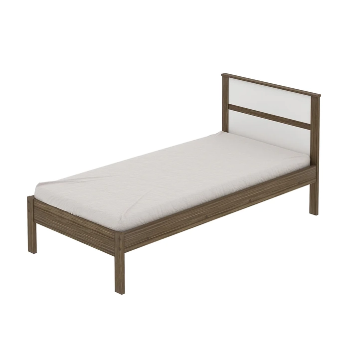 Cama de Solteiro Madeira CM8004 Nogal/Branco - Tecno Mobili