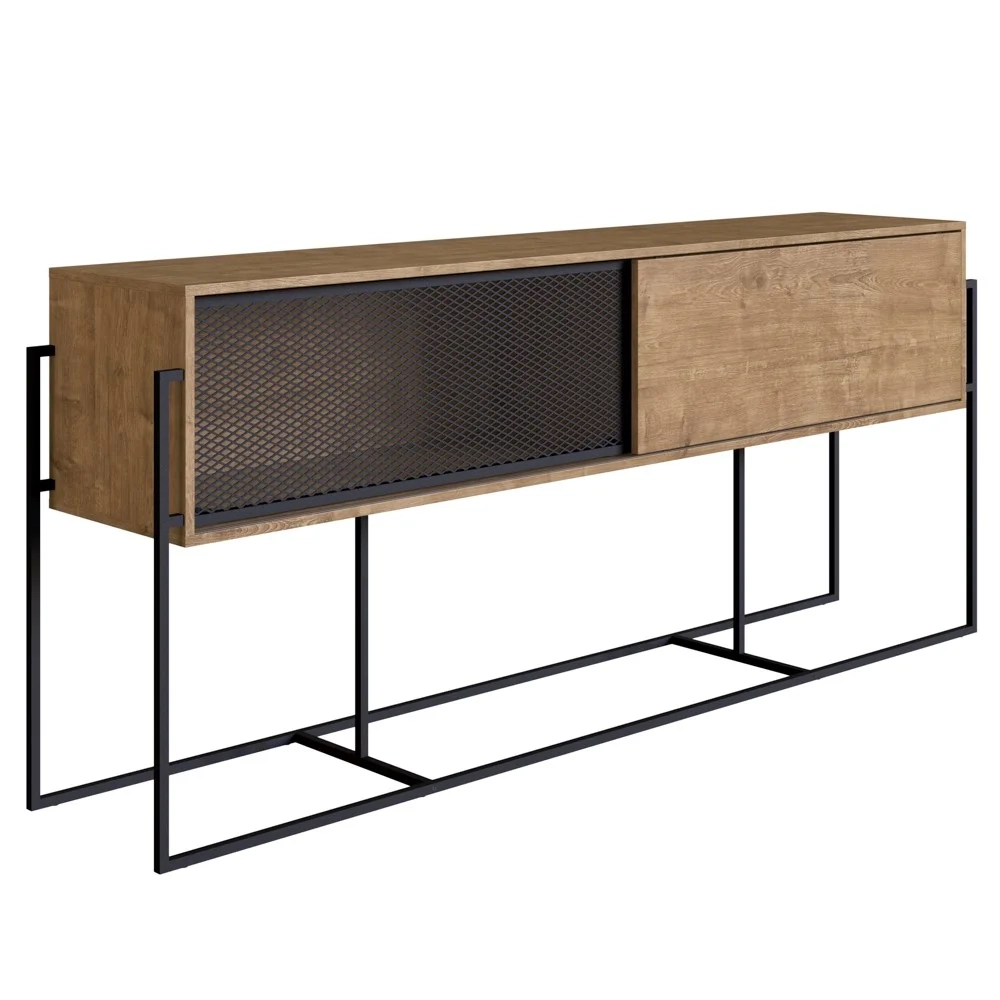 Balcão Aparador Buffet 2 Portas Pés Metálicos York Vermont/Preto - Artesano