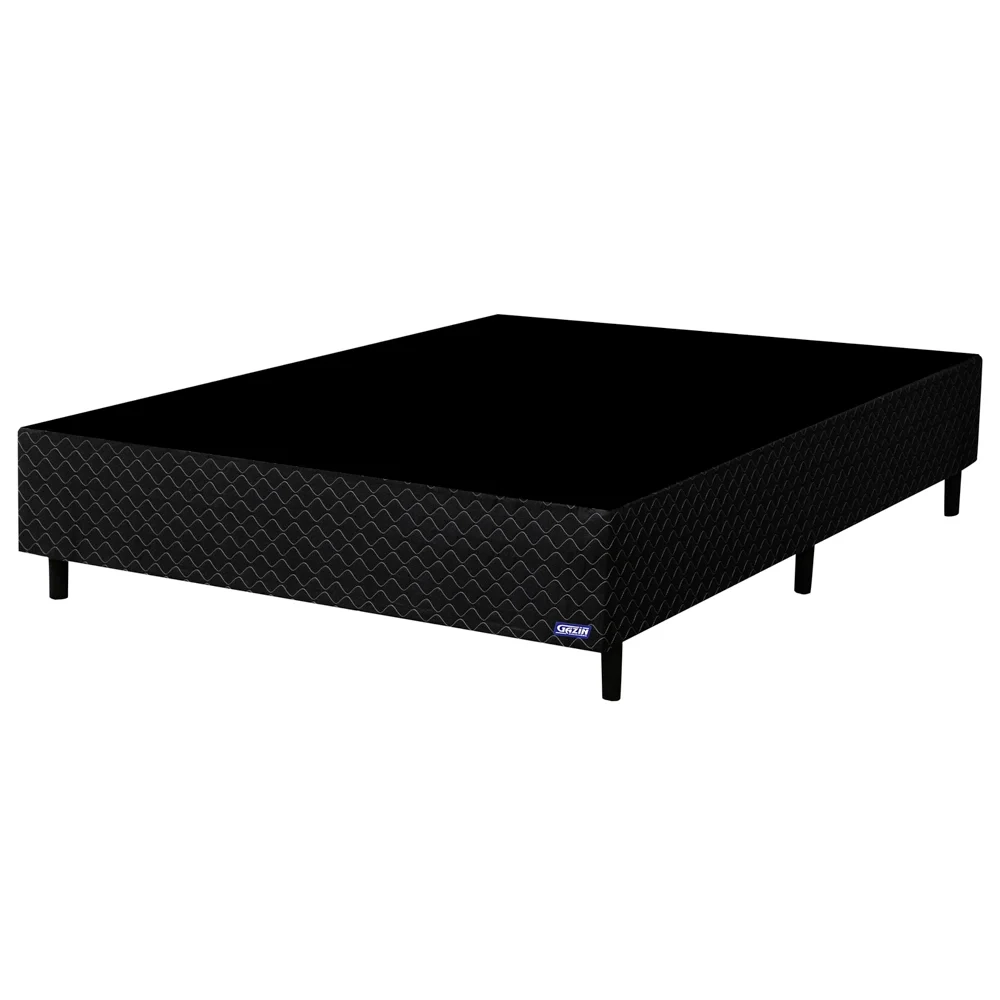 Base Para Cama Box Casal 138cm Poliéster Bordado Perola Negra Preto - Gazin