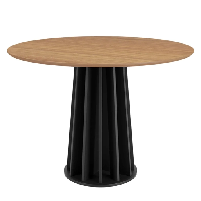 Mesa De Jantar Redonda 4 Lugares Thalia D01 Freijó/Preto Fosco - Mpozenato