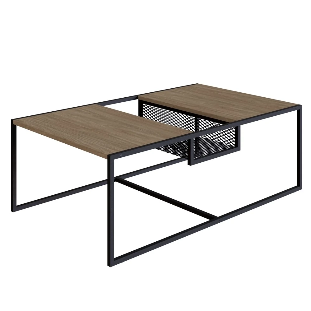Mesa de Centro Com Nicho Pés Metálicos York Hanover/Preto - Artesano