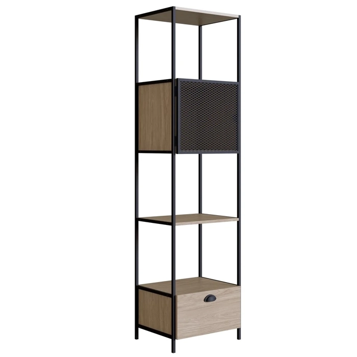 Estante Livreiro 1 Porta 1 Gaveta Estilo Industrial York Hanover/Preto - Artesano