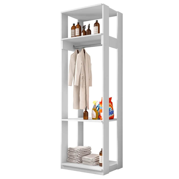 Módulo Guarda Roupa Closet Com Prateleiras Titan Branco Velluto - Móveis Leão
