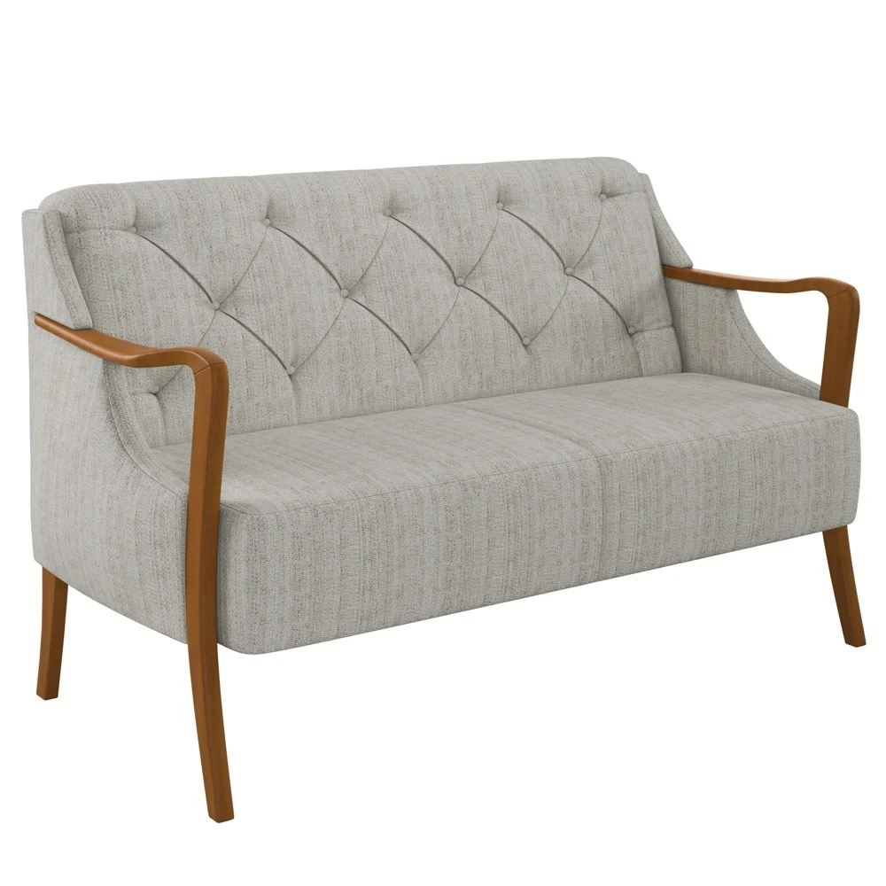 Poltrona Namoradeira 2 Lugares 135cm Capitonê Lapa Z32 Linho Cru - Mpozenato