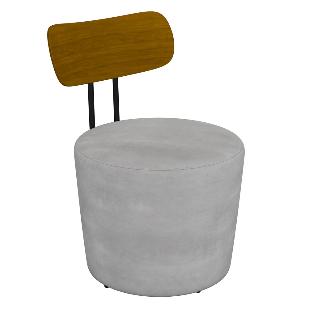 Poltrona Decorativa para Sala de Estar Redonda 53cm Le Moon Z32 Veludo Cinza - Mpozenato