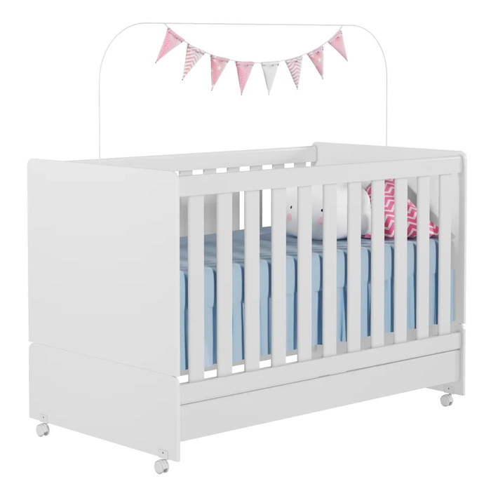 Berço Americano Mini Cama Com Rodízios Charme Z49 Branco - Mpozenato