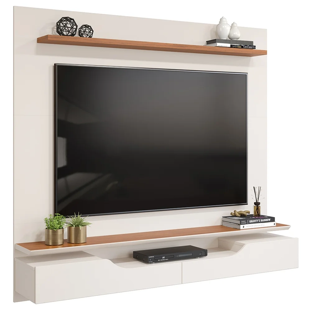 Painel Para Tv Até 60 Pol. 2 Portas Levi D04 Off White/Freijó - Mpozenato