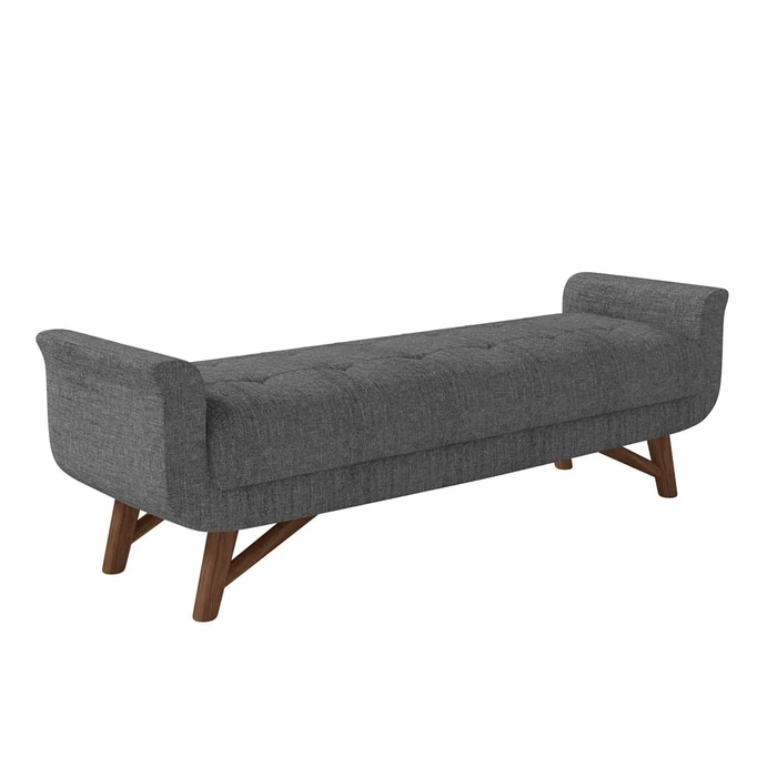 Puff Recamier Calçadeira 160cm Base Madeira Neville Z37 Linho Cinza - Mpozenato