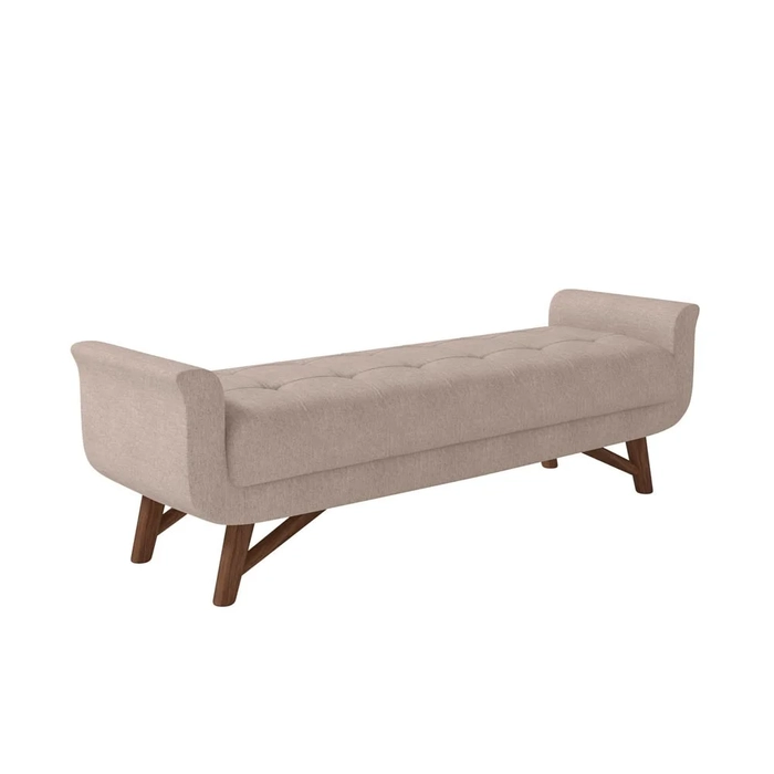 Puff Recamier Calçadeira 160cm Base Madeira Neville Z37 Linho Areia - Mpozenato