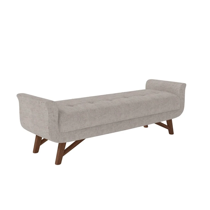 Puff Recamier Calçadeira 140cm Base Madeira Neville Z37 Linho Cru - Mpozenato