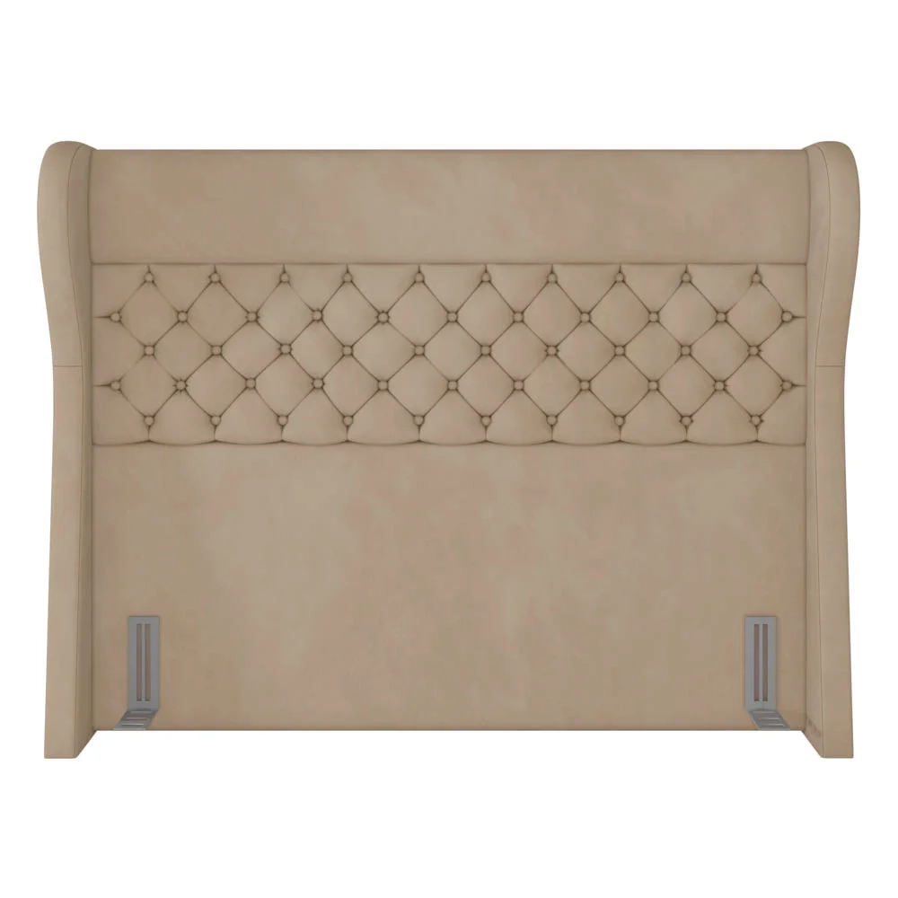 Cabeceira Cama Box Casal King 195cm Trinidad Z37 Veludo Bege - Mpozenato