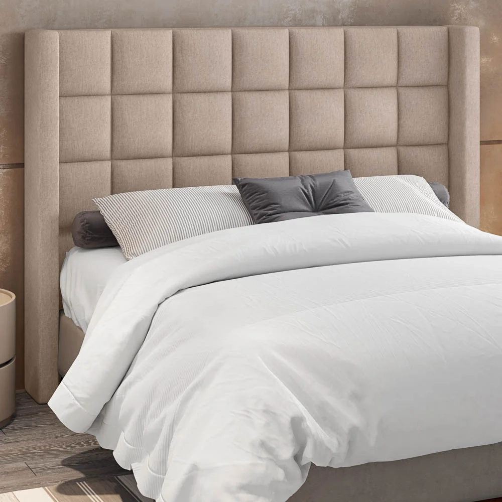 Cabeceira Cama Box Casal King 195cm Pisa Z37 Linho Areia - Mpozenato