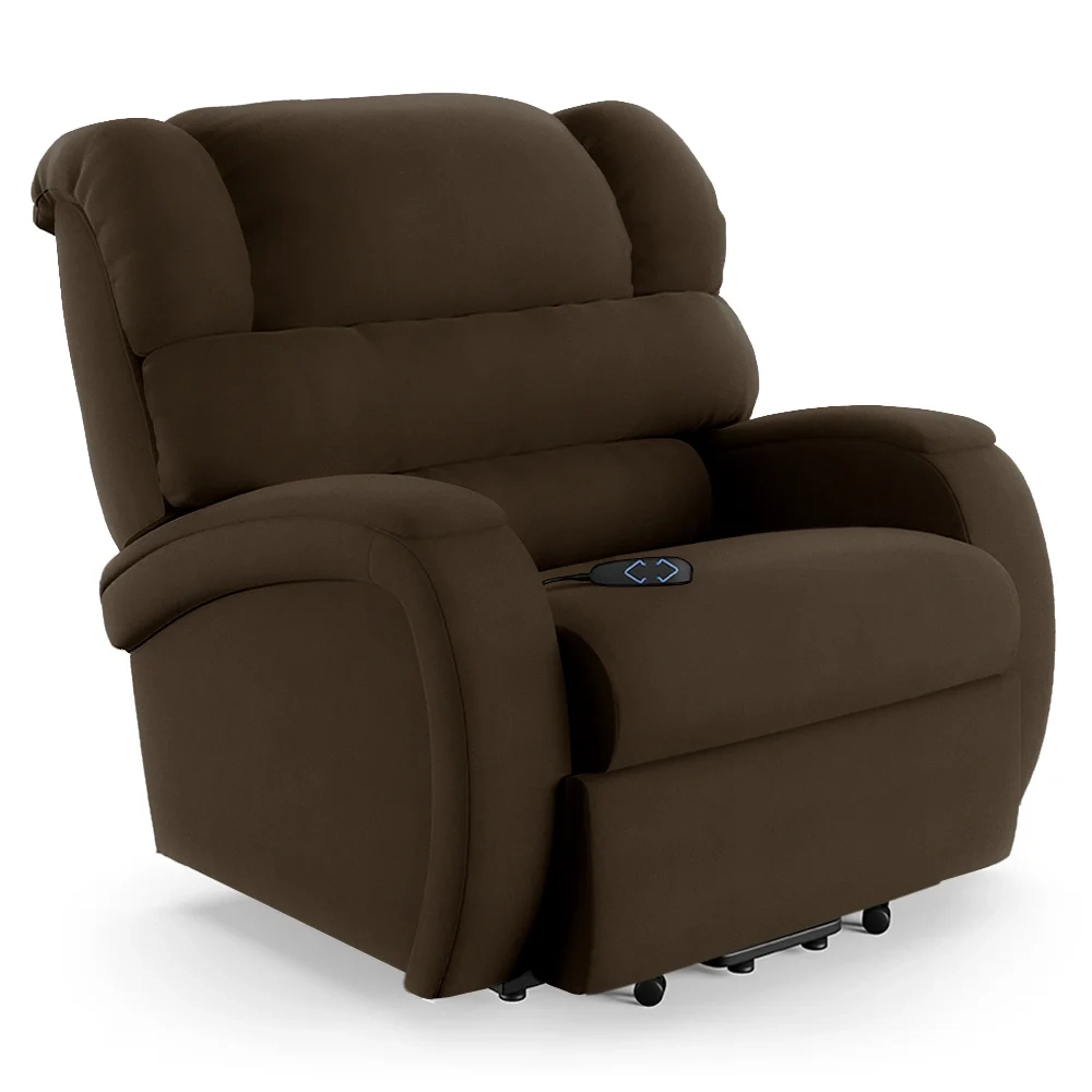 Poltrona do Papai Reclinável Kalie Elevação Lift Elétrico FH9 Veludo Marrom - Mpozenato
