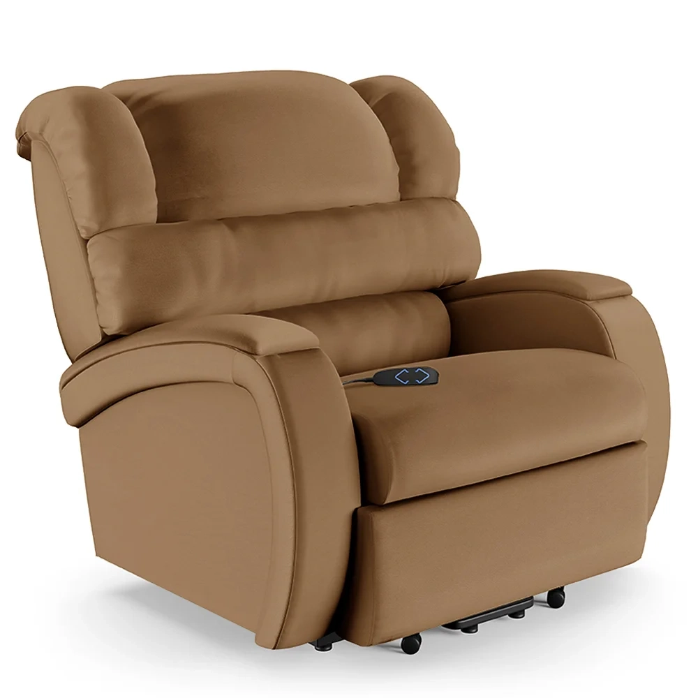 Poltrona do Papai Reclinável Kalie Elevação Lift Elétrico FH9 PU Caramelo - Mpozenato