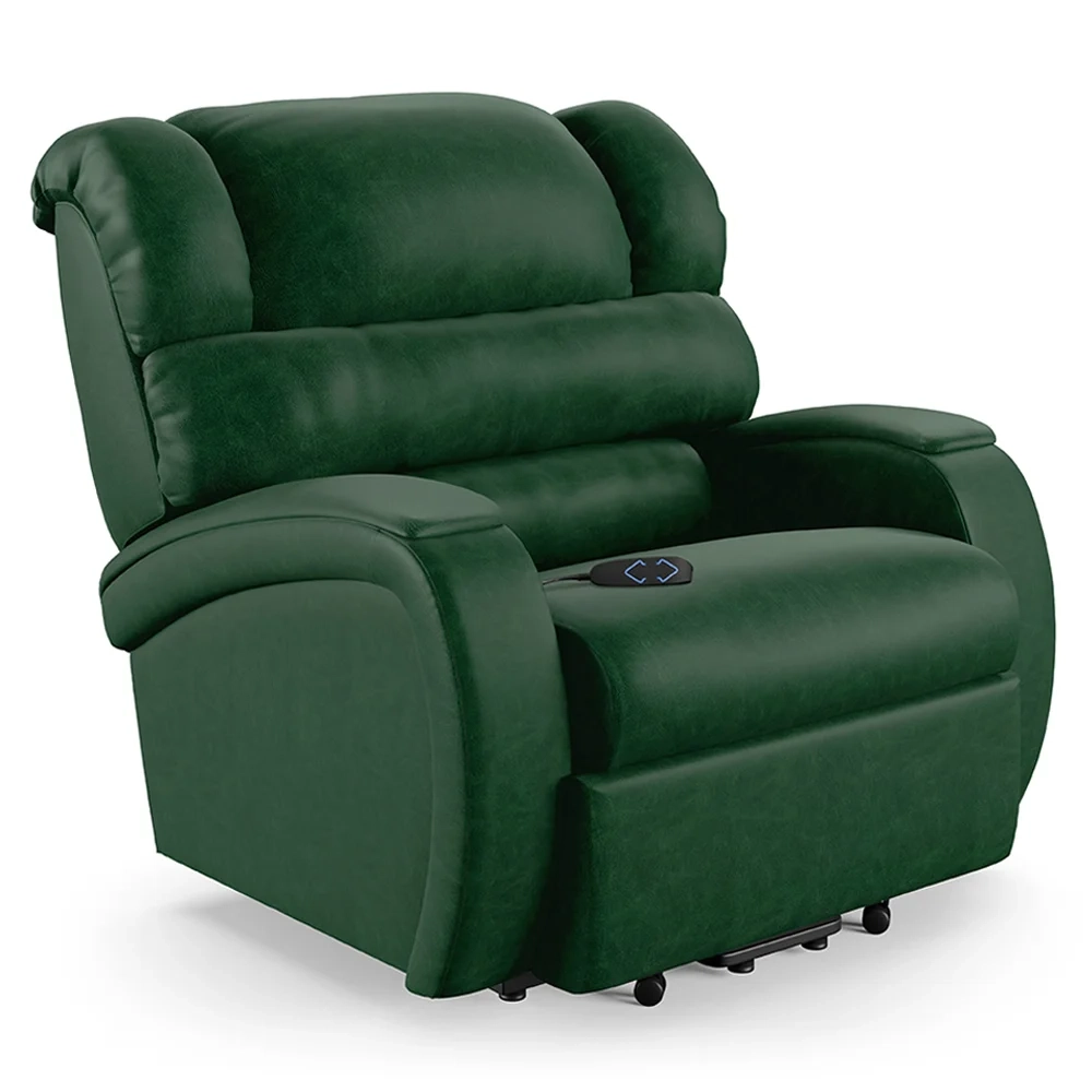 Poltrona do Papai Reclinável Kalie Elevação Lift Elétrico FH9 PU Verde Musgo - Mpozenato