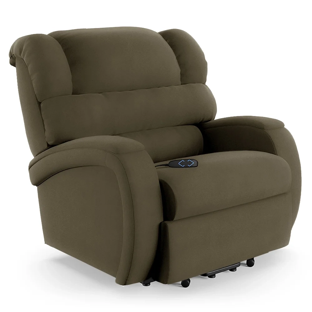 Poltrona do Papai Reclinável Kalie Elevação Lift Elétrico FH9 Veludo Capuccino - Mpozenato